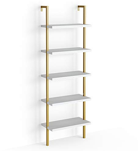 Vicco Leiterregal AVA, Stufenregal, Weiß/Gold, 60 x 183 cm