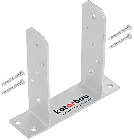KOTARBAU® TT Pfostenträger zum Aufschrauben 120 mm, verzinkter Stahl | Bodenanker für Holzpfosten, Balkenschuh zum Aufdübeln, Pfostenschuh für Zaunpfosten & Holzbalken, Silber