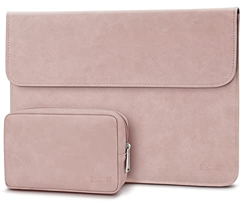 TECOOL 13 Pollici Custodia PC Portatile, Borsa Sleeve Protettiva in EcoPelle per 2022 MacBook Air M2, MacBook Air 13 M1 2020-2018, 2022 MacBook Pro 13 M2 M1 2020-2016, Surface Pro, XPS 13 - BabyRosa