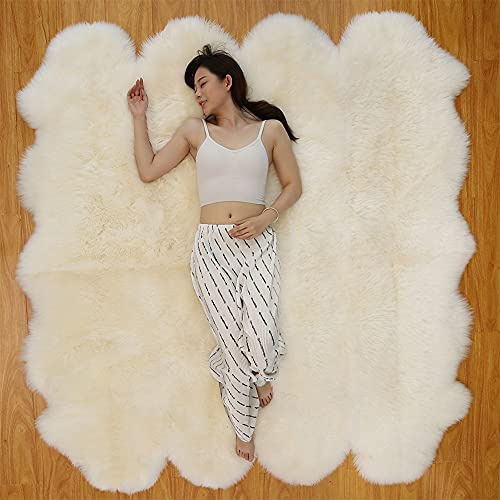 Altlue Grand Tapis Peau Mouton Veritable Grand Tapis Fourrure Naturel Peau De Bete - Blanc (Size : 8p(185 * 200cm))