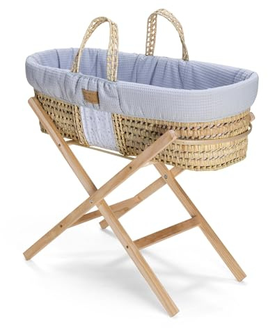 Clair de Lune Wende-Bundle für Babykörbchen, inklusive wendbarem Verband, Klappständer, Matratze 75 x 28 cm (Stern und Streifen)