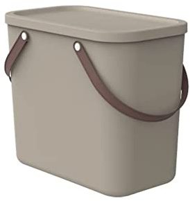 Rotho Albula Aufbewahrungsbox mit Deckel 25 L stapelbar Kunststoff Beige | Modulare Ordnungsbox für Küche und Bad, mit weiteren Albula Größen kombinierbar, stabile Henkel zum Tragen, 40 x 23,5 x 34 cm