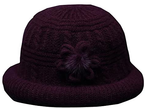 Jingyun Winter Beanie-Mütze für Frauen Weich gefütterte Wintermütze für Erwachsene Ältere Bequeme Warme Strickmütze - Deep Purple