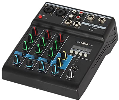 Mixer DJ 4 Canali Mixer Mixer Audio USB Alimentazione Phantom 48V Console Mixer Registrazione per Computer Microfono Lettore Mixer Audio per Live Studio Scena