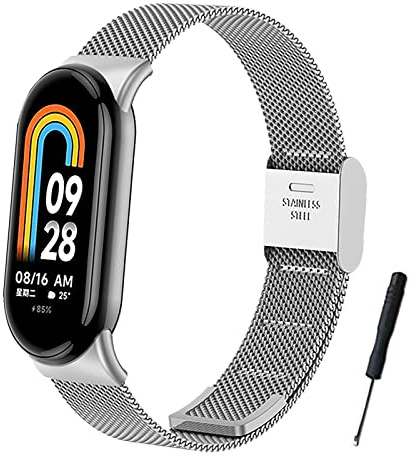 BDIG Armband kompatibel mit Xiaomi Mi Band 8, Ersatzarmband aus Edelstahl, verstellbare Schnalle, Armband für Mi Smart Band 8, Schwarz (Uhr nicht im Lieferumfang enthalten)