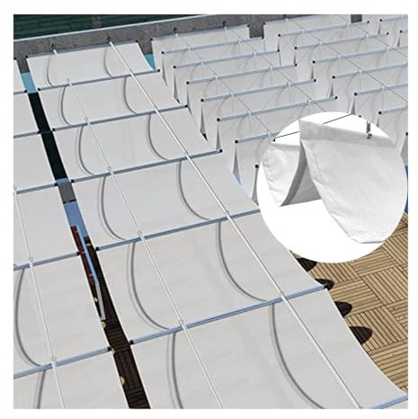 STRMAX Pergola Cover, Retractable Wave Shade Sails, UV Resistant Waterproof Rainproof Canopy Shade Cover With Mounting Kit For Outdoor, Sun Room (Color : White, Size : 1.4x15m)