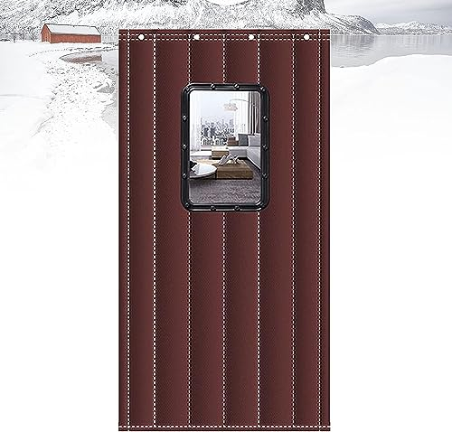 RRraw Wärmeisolierter Türvorhang, schwere isolierte Vorhänge für den Winter, Dicke Baumwolle, robuste PU-Schallschutzfolie, winddichter Kälteschutz, isolierter Türvorhang, 139,7 x 210 cm, Kastanie