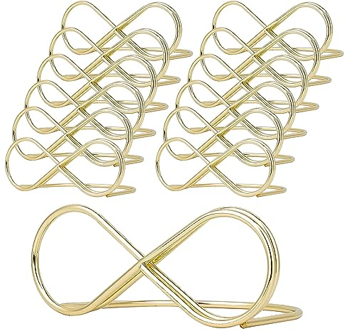 12 Stück Tischkartenhalter, Menükartenhalter, Metall Hochzeit Tischkartenhalter, Tischnummern Hochzeit, Kartenhalter Hochzeit, für Party Restaurant(Gold)