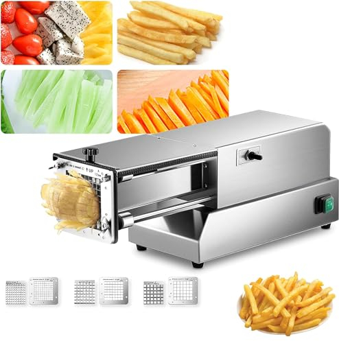 Potato Cutter,Electric French Fry Cutter,with 8mm/10mm/12mm Blades,Cut Into Diced Strips,for Potatoes Carrots Cucumbers Fruits