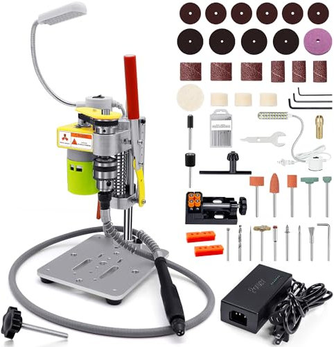 BERXOL Mini Drill Press, Tabletop Drill Press, Portable Electric Drilling Machine, with Rotary Tool Flexible Shaft Attachment, B10 Chuck, Drill Bit and Clamp for