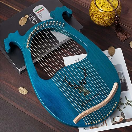 FJAUOQ Lyre Harfe 16 Metallsaiten Knochen Sattel Mahagoni 16 Saiter Harfe, FüR Instrumentenliebhaber Mit StimmschlüSsel Extra Saitenset Reinigungstuch,A 16 string