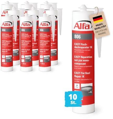 4x Alfa Flachdach Reparatur 290 ml – Dichtmasse für Risse & Fugen (2,9 l) | Profi-Qualität – Lösemittelfreie Reparaturmasse - wasserdicht - UV-beständig - überstreichbar und feuchtigkeitshärtend