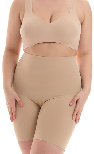 TONEST Shapewear stora storlekar - extra stark formning - Curvy Shape trosgördel - formande cykelbyxor - kompressionsunderkläder för magkontroll - 1200-SS-Curvy (44, Beige)