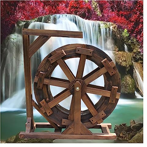 DBHDG Fuente de Madera para jardín, Fuente con Rueda, terraza, jardín, Fuente de Agua, Rueda Feng Shui/Fuente de diseño de Bomba de Agua Retro, balcón, Patio, jardín