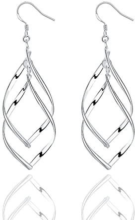 925 Sterling Long Dangle Drop Silver Earrings