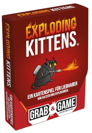 Exploding Kittens, Exploding Kittens: Grab & Game, Partyspiel, Kartenspiel, 2-4 Spieler, Ab 7+ Jahren, 10 Minuten, Deutsch