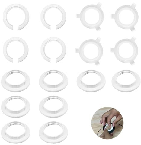 16 Piezas Convertidor de Anillo de Pantalla de E27 a E14 Set, Anillos Adaptadores de Pantalla para Lámparas de Mesa, Convertidor de Anillo de Pantalla para Portalámparas Adaptar Pantallas (29 mm ID)