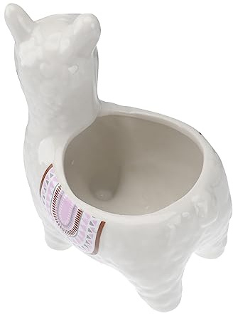 FUNOMOCYA Ceramic Flowerpot Storage Box for Desktop Decor Creative Alpaca Shaped Plant Container for Plant Makeup Brush Organization
