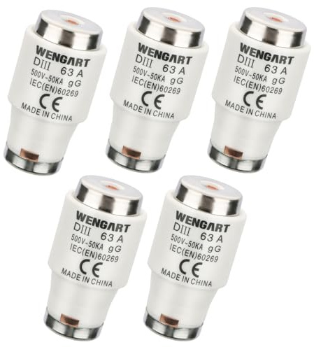 Wengart Fusible en espiral DIII, 5 unidades, AC400V/DC250V tipo gG para protección de cables y líneas, hay varias especificaciones actuales disponibles (63 A)