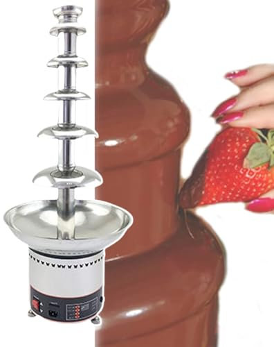 4-7 Tiers Electric Chocolate Fondue Fountain Machine, Stainless Steel Chocolate Melting Machine, Melts Cheese Fondue Fountain, Dip Strawberries,Apple Wedges,Vegetables,6tiers