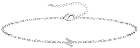 RMMD Armband Damen Gold Silber - 18K Gold/Weißgold Vergoldete Initialen Armband mit Buchstaben Armbänder Personalisiert Geschenke Modeschmuck für Frauen Teenager Mädchen