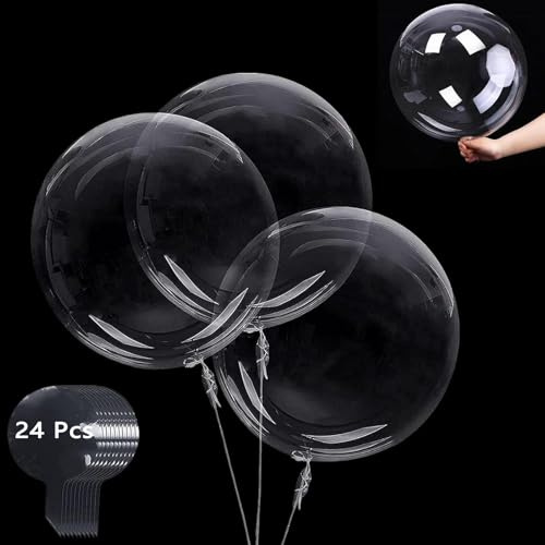 24 Stück Transparente Bubble Bobo Ballon, 45,7 cm Bobo Ballons, Große Transparente Bubble Ballon, Crystal Clear Befüllbare Bobo Ballons für Weihnachten Hochzeit Geburtstag Party Dekorationen