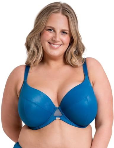 Curvy Kate Underwired Full Plunge Bra Lush Low Neck Womens Ladies Underwear Lingerie Peacock Blue Cup Size 46G