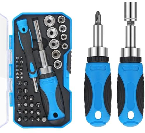 Set di punte magnetiche 44 in 1 per cacciavite a cricchetto, set di punte per cacciavite, utensili manuali per la casa, con custodia per riparazione di laptop, interruttori, campanelli ad anello