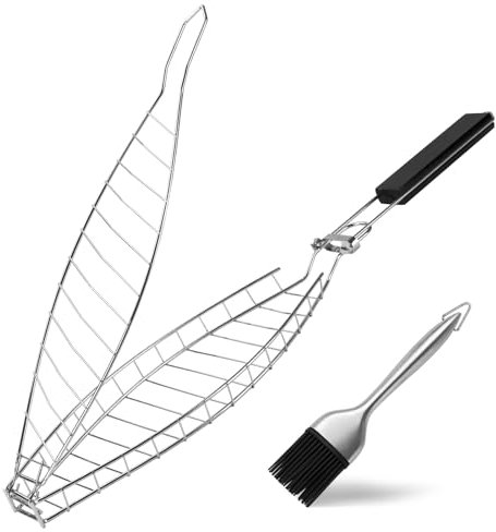 penobon Griglia Pesce Barbecue, Cestini per Barbecue in Acciaio Inossidabile con Spazzola, Griglie per Barbecue per Pesce, Bistecche, Ali di Pollo