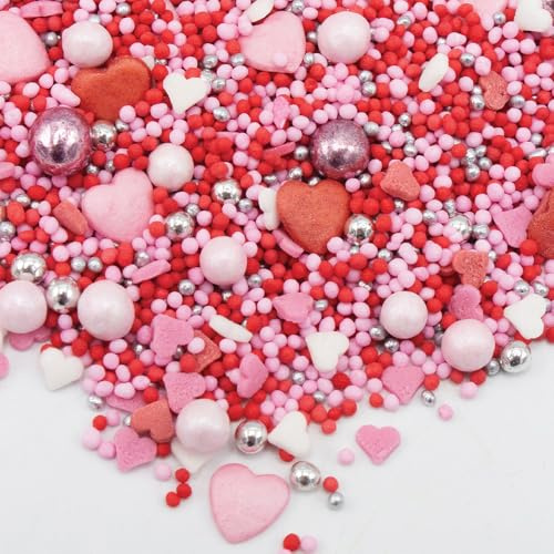 Happy Sprinkles - Love! 90g Mix, birthday, heart, pink, red, silver, cake decorations, edible - HS0769