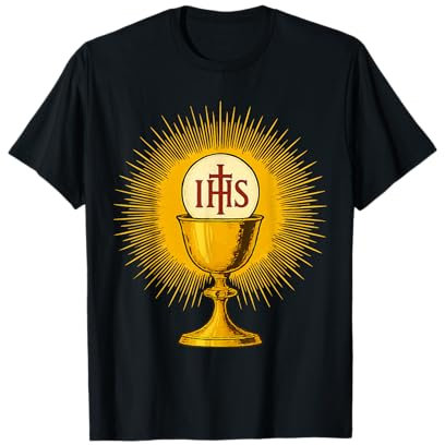 Calice pour la Messe Catholique Sainte Eucharistie IHS Première Communion T-Shirt