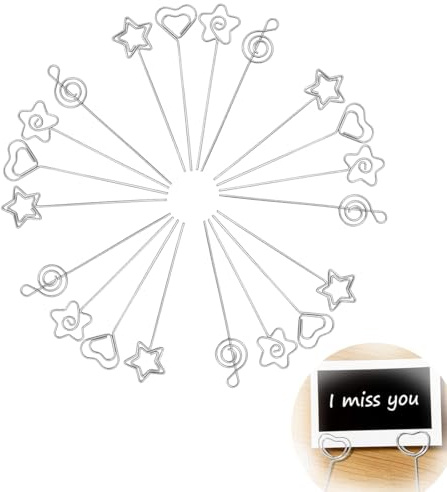 KEWUF 20 Pcs portafotos, marcasitios boda, Foto Memo Clip Portanotas Clips Soportes para Números de Mesa de Metal Clip de Tarjeta de Nota para Decoración de Mesa de Boda o Fiesta