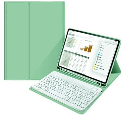 Funda con Teclado para iPad 10,2 Pulgadas 9th generación 2021/8th generación 2020/7th generación 2019. Teclado Bluetooth Desmontable inalámbrico con Funda y Soporte para lápiz