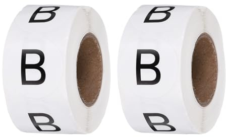 PATIKIL 1 Zoll Buchstabe-B Inventaretiketten 500Stk Buchstabenaufkleber Runde Kreis Punkte Etiketten Halbglänzende Klebeetiketten Für Haushaltsorganisation Schwarz (2 Rollen)