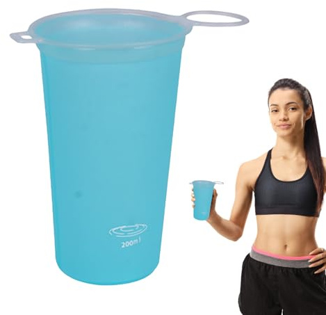 yakermur Botella de agua para correr, botella de agua de viaje | 200ml de bebida plegable suave con grande para exteriores | Taza de consumo reutilizable para correr,