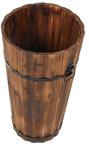 TOYANDONA Wooden Umbrella Stand Large Carbonized Wood Bucket with Smooth Surface Stable and Wear-resistant Organizer for Indoor Hallway Entryway for Long and Short Umbrellas Storage