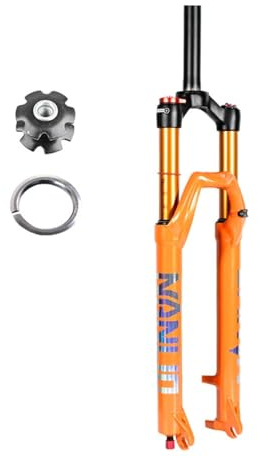 LHHL MTB Fahrrad Federgabel 28,6mm Gerades Rohr Luftfederungsgabel for Mountainbike QR 9mm Zugstufen-Einstellung Manuel/Fernsteuerung-Lockout 120mm Federweg Scheibenbremse(Manual,26inch)