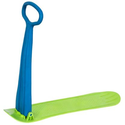 KiBcsLic Snowboard con Manillar Ergonómico Plegable para Niños Y Adolescentes Trineo Compacto Portátil Tabla Ligera de Material PP Resistente Al Frío Diseño Có, Azul Verde