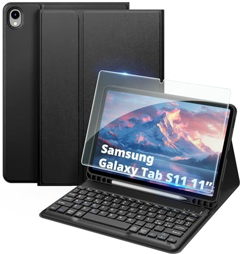 EasyAcc Cover Tastiera Compatibile con Samsung Galaxy Tab S11 2025 SM-X730/X736B 11 Pollici con Pellicola Protettiva [Italiano] Custodia Protettiva per Tastiera Rimovibile con Portapenne, Nero