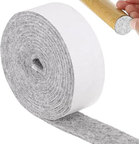 Filtband självhäftande grå, 3 mm tjock 10 m x 3 cm filtglidare, filtremsor, filt självhäftande antignissla, kan skäras till önskad möbelglidning filttejp för fönster och dörrar stolar, möbler
