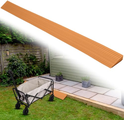 Türschwellenrampe Saugroboter, 100X5,5X1,6CM Schwellenrampe, Rampe für Saugroboter, Türschwellenrampe, rutschfeste Oberfläche, für Saugroboter Kinderwagen Rollator oder e Scooter (Gelbbraun)