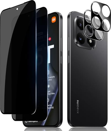 Lutree für Xiaomi 15T/ Xiaomi 15T Pro für Panzerglas Sichtschutz Schutzfolie, 2+2 Stück Anti-Spähen Schutzglas + Kameraschutz Folie (Schwarz), 9H Härte Anti- Kratzer HD Privacy Anti-Spy Displayschutz