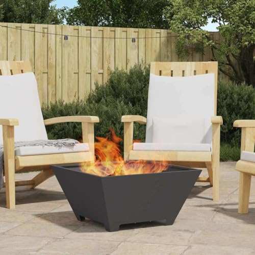 sephironlbb Chimenea cuadrada de acero negro de 60 x 60 x 30 cm para jardín, terraza, exterior con diseño resistente al calor y aspecto moderno para calidez y ambiente acogedor
