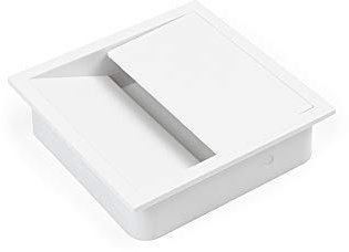 Emuca - Tappo passacavi quadrato 85x85mm da incasso in scrivania/tavolo, organizzatore cavi per mobile, plastica colore bianco