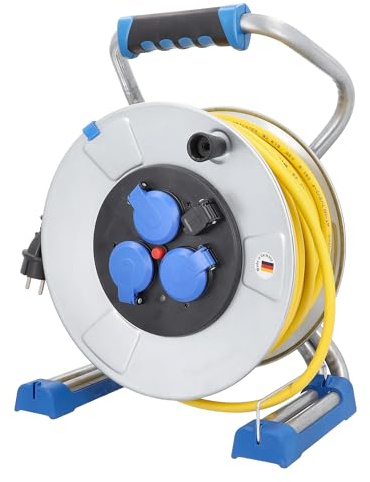 as - Schwabe Xperts Kabeltrommel 50 m K35 AT-N07V3V3-F 3G1,5 | IP44 Außenbereich, 3 Schutzkontaktsteckdosen und USB Port, Spannungsanzeige, Thermoschutz, Made in Germany