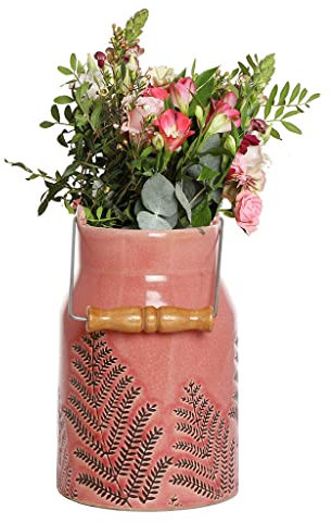 Pink Milk Churn Vase Ceramic Flower Display Vase Decoration Table Centrepiece Wedding Anniversary Autumn Home Decor Gift (BR20)