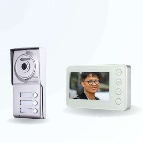 BT Security Portier interphone vidéo Neo 2 Fils - 3 Appartements - 3 écrans Blancs