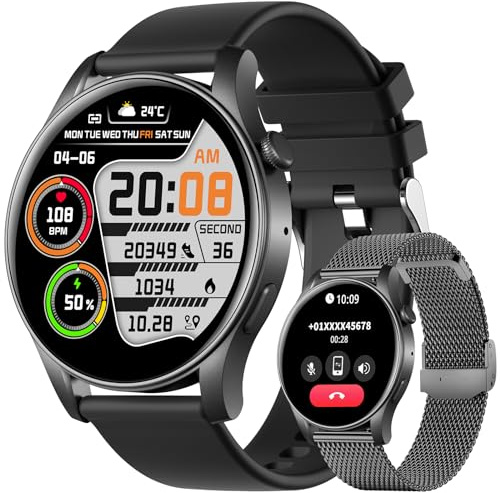 GedFong Montre Connectée Femme Homme, 1.43 HD Smartwatch Homme avec 100+ Sports, Montre Sport Homme pour Repondre Appel, Podometre, Moniteur Cardiofréquencemètre, Compatible pour iOS Android