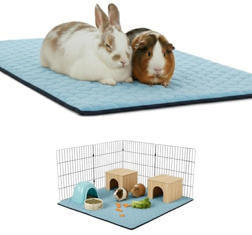 NEO SOLVO Sovdyna, Sängkläder, Fleece burfoder för marsvin och kanin - 70 x 140 cm (2x4) med en tunnelfilt av fleece - perfekta för burar och C&C - Absorberande vattentät - Tvättbar - Blå