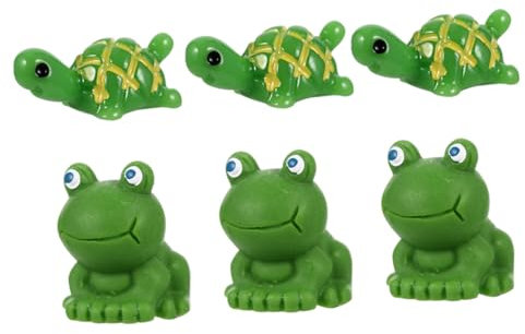 KONTONTY 6 Stück Kunstharz Frösche Und Schildkröten Dekoration Für Schreibtisch Und Garten Ornament